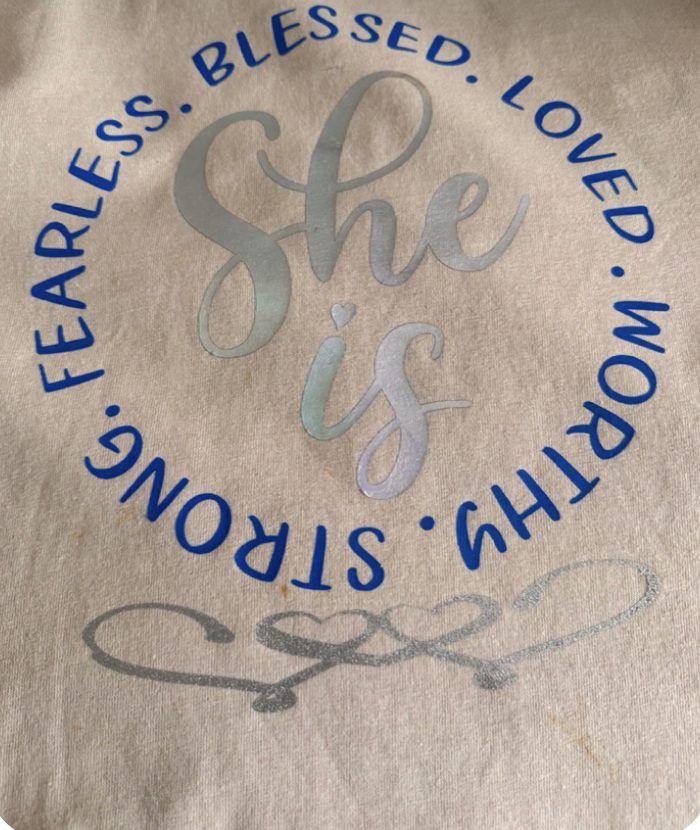 She Is Blessed, Loved, Worthy affirmation tee